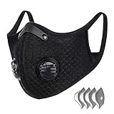 West Biking Mesh Dust/Pollution Mask for Air Filtration, Sport Mask with Exhalation Valves Filters, Activated Carbon PM2.5 Filters Air Purifier (1Mask+5Filters)
