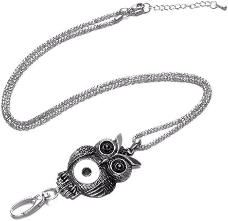 Soleebee Retro 34.3 inches Silver Chain ID Badge Lanyard Necklace Snaps Jewelry Pendant Swivel Oval Clasp for ID Badges Keys (Retro Owl)