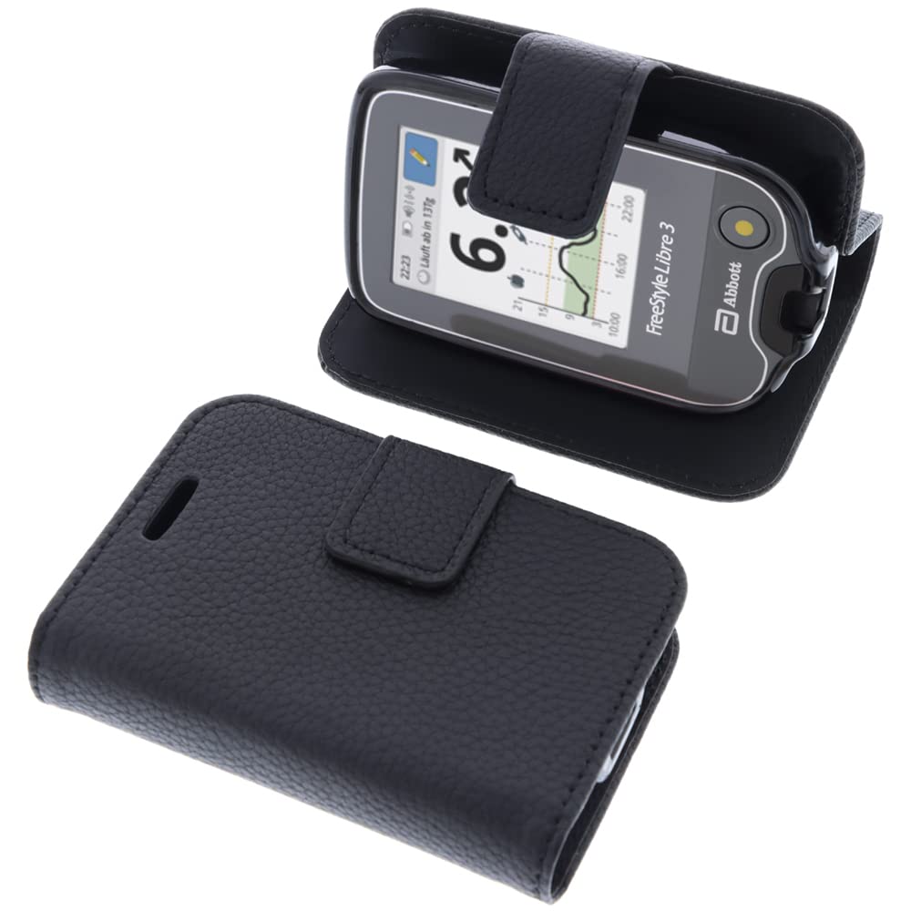 foto-kontor Bag compatible with Abbott Freestyle Libre 3 Book Style black case protection cover book