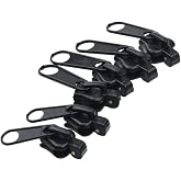 6PCS Zipper Restoration Kit with Metal Sliders and Teeth - Universal Multi-Tool Repair Set for Jackets, Bags and Luggage, Heavy-Duty Zipper Replacement Tools (Black)