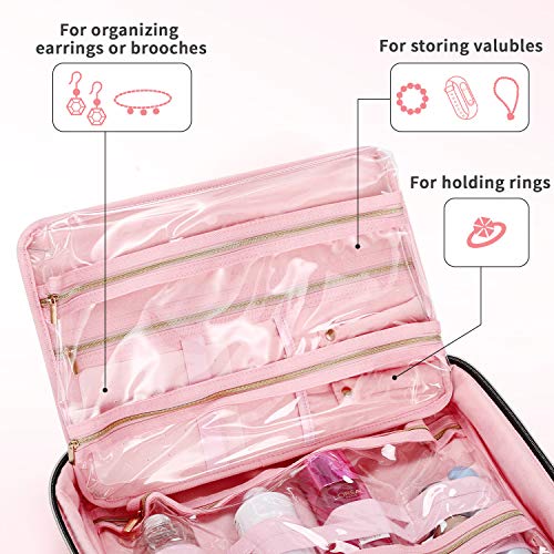 Large Travel Toiletry Bag with Hanging Hook, Jelly Comb Waterproof Cosmetic Travel Bag for Women, Makeup Travel Organizer for Jewellery, Shampoo, Toiletries, Bottles, Accessories. 4 Large Travel Toiletry Bag with Hanging Hook, Jelly Comb Waterproof Cosmetic Travel Bag for Women, Makeup Travel Organizer for Jewellery, Shampoo, Toiletries, Bottles, Accessories.