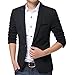 Pishon Men's Slim Fit Suits Casual One Button Flap Pockets Solid Blazer Jacket Business Daily Blazer, Black, Small