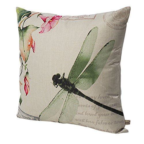 ONWAY Outdoor Garden Decoration Bee/Butterfly/Dragonfly/Ladybug Pillow Case Leaf/Lavender/Flower Decorative Throw Pillow Covers 18 x 18 Inches, Set of 4 - Thumbnail 4