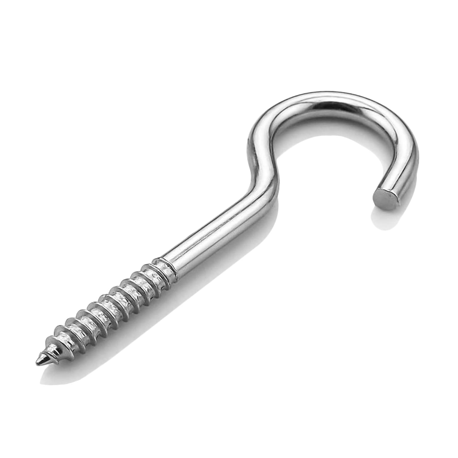 SHULLIN Pack of 50 Screw Hooks, Eye Screw, Screw Eyelets, 4 x 55 mm, Ceiling Hooks, Wall Hooks, Made of Carbon Steel, for Kitchen, Garden, DIY Project (Silver)