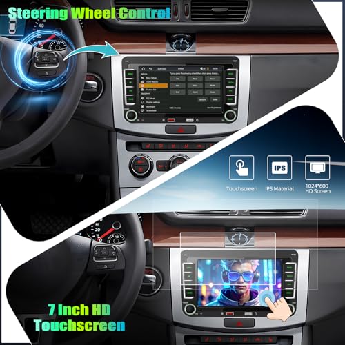 CAMECHO 7 Pulgadas CarPlay Autoradio para VW Golf 5/6 Polo Passat Seat Touran y Skoda Tiguan con Cámara Trasera, Radio Bluetooth con Inalámbrico Android Auto FM RDS Puertos USB Duales Sonido EQ