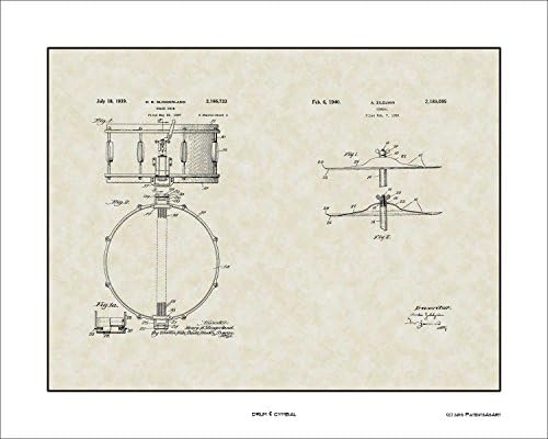 Patent Art - Drum & Cymbal - Music Artist Musician Drummer Print Gift 16x20