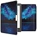 kwmobile Case Compatible with Kobo Aura Edition 2 - PU e-Reader Cover - Cosmic Forest Blue/Black