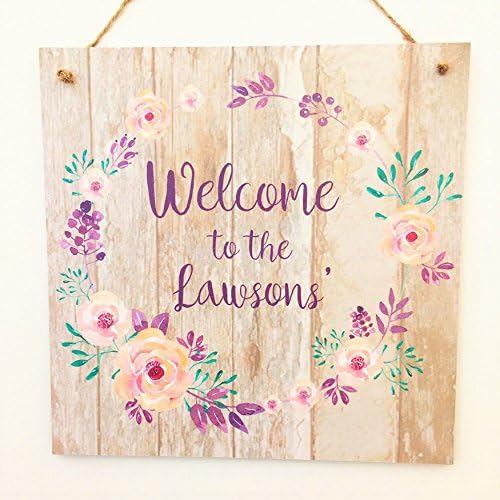 Name Welcome Sign, Personalised Welcome Sign, Wooden Welcome, Entrance Hall Wreath, Surname Sign, Family Name Sign, New Home Gift.