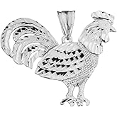 Claddagh Gold Fine Sterling Silver Sparkle Cut Lucky Rooster Pendant