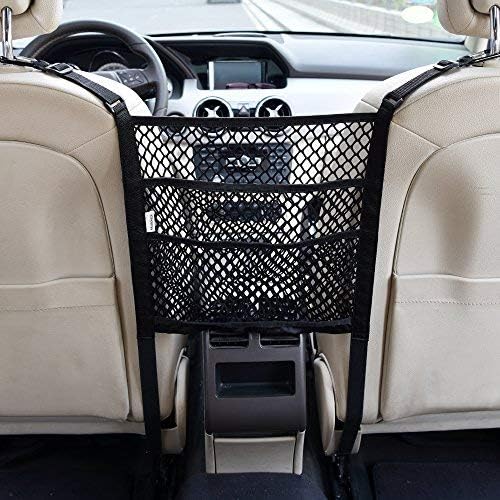 3 Layer Car Mesh Organizer,Seat Back Net Bag,Barrier of Backseat Pet Kids,Cargo Tissue Purse Holder,Driver Storage Netting Pouch