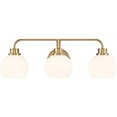 Savoy House Meridian M80081NB Contemporary White Opal Glass Bathroom Vanity Wall Light, 3-Light 180 Total Watts, 8" H x 24" W