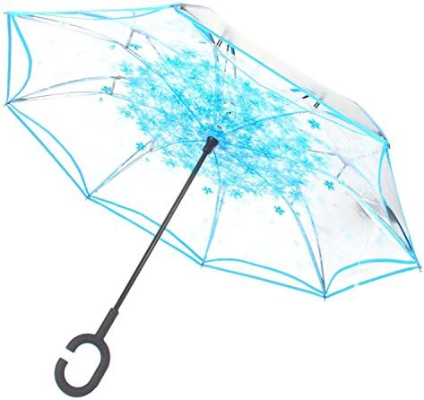 Double Layer Inverted Umbrella Cars Reverse Umbrella, Windproof UV Protection Big Straight Umbrella for Car Rain Outdoor with C-Shaped Handle