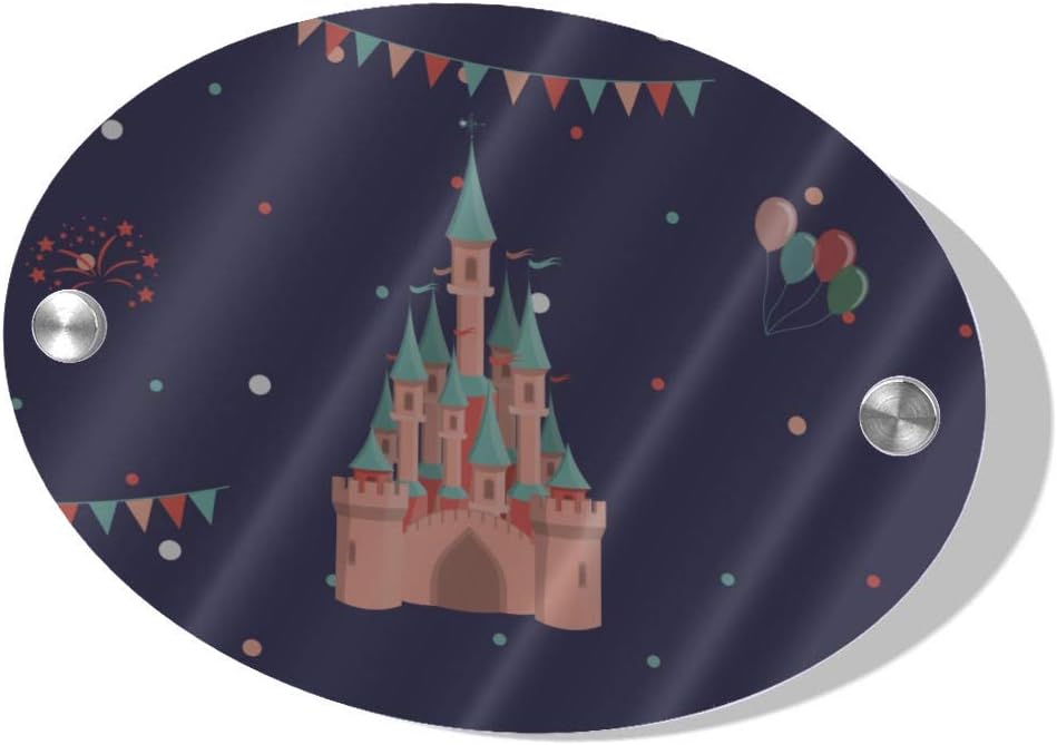 Gednix 5.5x7.5 Inch MDF Inside Door Sign Door Occupancy Sign Romance Animation Cute Castle Princess Oval Door Hanging Sign for Door Business Porch Home Indoor Decor