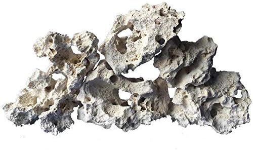 Aquarium Rock Fish Tank Stones Limestone Ideal for Malawi Cichlid - Improves Water Parameters (15kg, White Limestone)