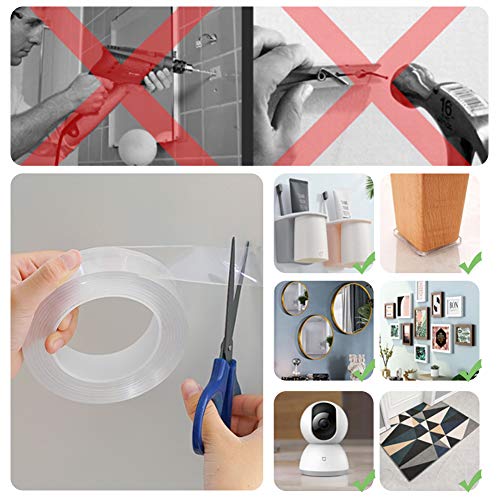 HAKACC Waschbares Spurloses Klebeband, 6M Nano Doppelseitige Klebebänder Nano Tape Multifunktionales Wiederverwendbares Doppelseitiges Klebeband