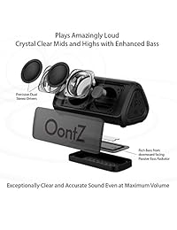 OontZ Angle 3 RainDance - Altavoz portátil con Bluetooth (10 W), ofrece graves grandes y sonido de calidad increíble, juega dos altavoces juntos para música en un increíble estéreo, rango inalámbrico de 100 pies, IPX-7, color negro