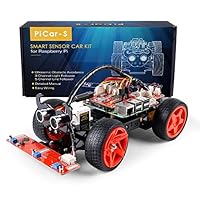 SunFounder Raspberry Pi Car DIY Robot Kit for Kids and Adults, Visual Programming with Ultrasonic Sensor Light Following Module and Tutorial