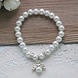 Baptism Favor 12PCS Glass White Pearl Angel Bracelet Baptizo First Communion Christening Baby Shower/Wedding /Mis Quince