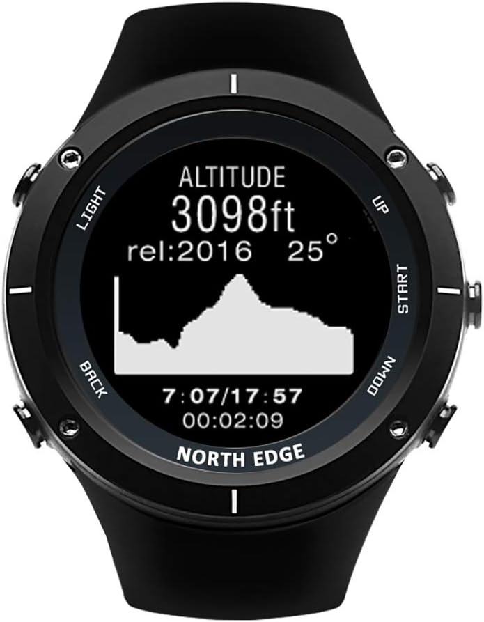 Outdoor Sports Watch, NORTH EDGE Mountain Hiking Altitude Pressure, Step Heart Rate Monitor