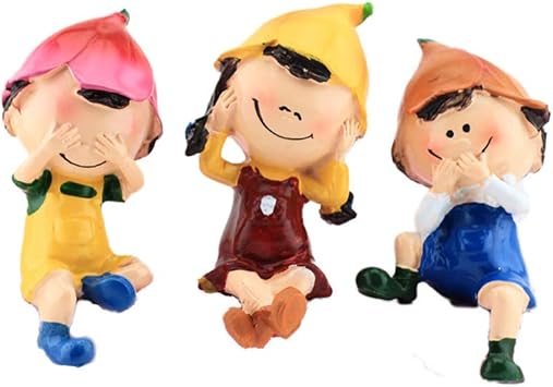 Electomania Not Say Not Listen Not Look Three No Cute Resin Doll Home Pastoral Sitting Kids Model Decorations Do Not Look Listen Say Three No Resin Crafts - Decorative Crafts DIY Crafts Pack of 3Pcs