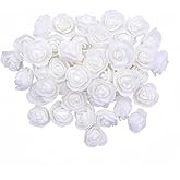 DODXIAOBEUL 120Pcs Mini Foam Rose Heads,1.18" Mini Roses White Artificial Flowers,Mini Roses for Crafts DIY Wedding Party Valentine's Day Festival Home Rose Wall Decoration (White)