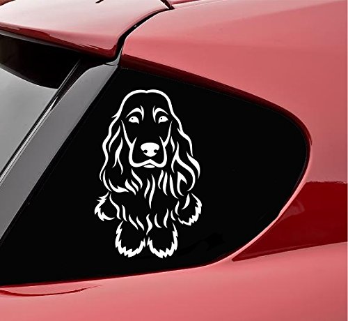 Slap-Art English Cocker Spaniel Dog Sitting Vinyl Decal Sticker (White)