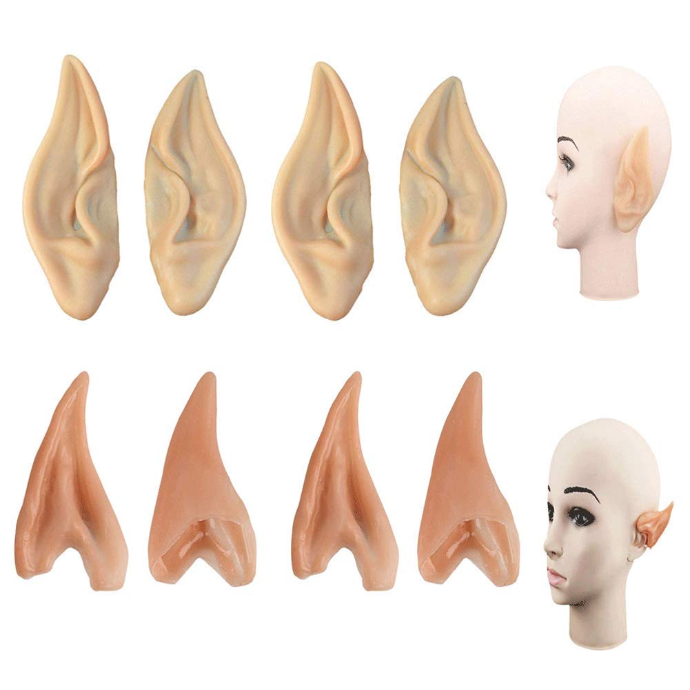 Latex Elf Ears, 4 Pair Fairy Pixie Elf Ears Pointed Prosthetic Ear Elven Ears Cosplay Accessories Party Favor