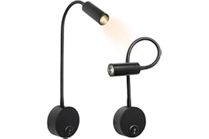 Wall Reading Light, 2PCS Wall Mounted Reading Light, 3W White LED Bedside with Flexible Gooseneck, Plug in Headboard Lamp for