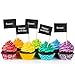 Tatuo 100 Pieces Blank Toothpick Flags Black Flag Cupcake Toppers Cheese Markers Fruit Cocktail Sticks Flag Topper for Party Cake Food Cheeseplate Appetizers