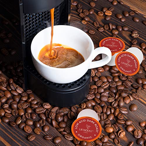 Lifeboost Coffee USDA Organic Coffee Pods Dark Roast Low Acid Single