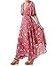 R.Vivimos Women Summer Print Deep V Neck Cotton Beach Long Dresses Medium Red