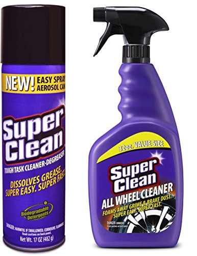 SuperClean 315200 17oz Foaming Aerosol Engine Degreaser and 32oz All Wheel Cleaner, 49. fluid_ounces, 2 Pack
