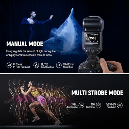NEEWER Z2-C 2.4G TTL Round Head Flash Speedlite for Canon, 76Ws 1/8000s HSS Speedlight with Upgraded UI, 2 Adjustable Modeling Lamps, TTL/M Quick TCM Switch, 7.2V/3000mAh Battery, 600 Full Power Flash