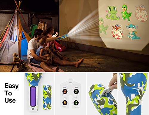 weird tails Projector Flashlight Baby Toys Animal Dinosaurs Toy Slides Sleep Preschool Toys with 8 Patterns Light Show Musical and Educational Toy for Kids Boys and Girls