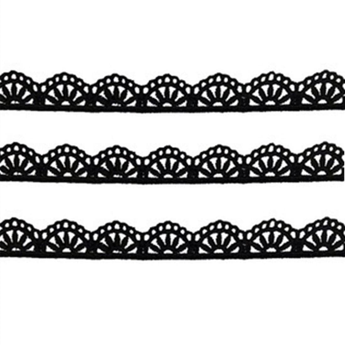 xingmo 8 Meters Lace Edge Trim Ribbon Floral Ribbon Lace Wide 1.5cm (Black)