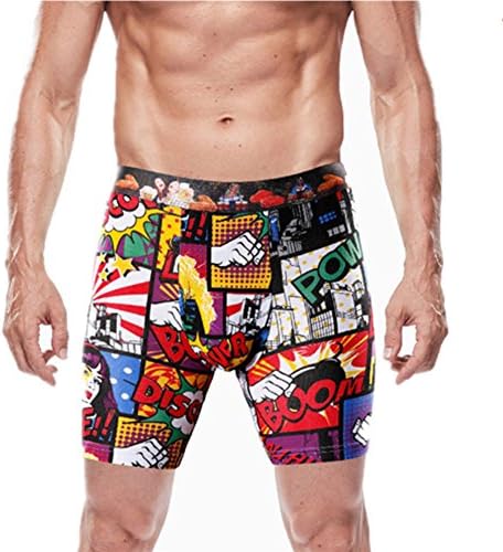 Fuliya Printed Men's Boxer Briefs Cotton Underwear Leg Trunk Breathable Large