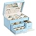 BEWISHOME 20 Section Girls Jewelry Box Jewelry Organizer with Lock Portable Jewelry Storage Case for Women Girls Kids Blue SSH78L