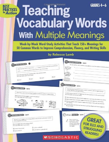 Amazon Com Teaching Vocabulary Words With Multiple Meanings Grades 4 6 Week By Week Word Study Activities That Teach 150 Meanings For 50 Common Words To And Writing Skills Best Practices In Action 9780545208581 Lamb Rebecca