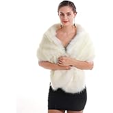 SAFERIN Women's Winter Faux Fake Fur Straight Wedding Halloween Party Custume Accessory Scarf Wrap Collar Shawl Shrug