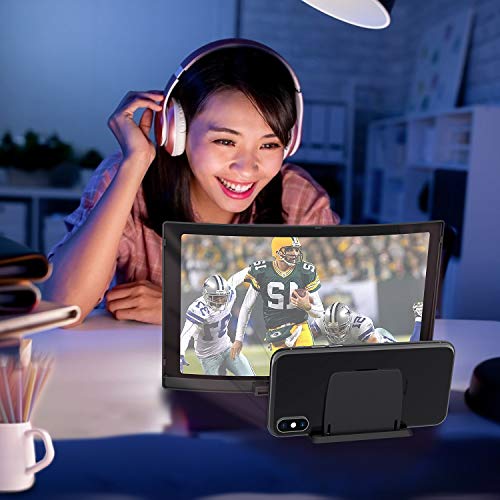 Screen-Magnifier-for-Cell-PhoneCurve-Screen-Magnifier-Phone-Accessories-with-Foldable-Phone-Stand-12-HD-Mobile-Phone-Projector-for-Movies-and-Videos-Phone-Accessories-Gadgets-Tech-Gifts-for-Men