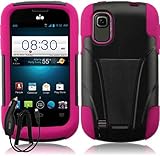 ZTE PRELUDE Z993 AVAIL 2 Z992 BLACK HOT PINK HYBRID T KICKSTAND COVER HARD GEL CASE + FREE CAR CHARGER from [ACCESSORY ARENA]