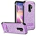 GUAGUA Galaxy S9 Plus Case Kickstand Slim Glitter Sparkly 2 in 1 Hybrid Hard PC Cover with Bling Faux Leather Girls Women Shockproof Protective Tough Phone Case for Samsung Galaxy S9 Plus(2018) Purple