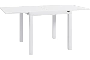 Outsunny Expandable Patio Dining Table for 4-6, 35.5" -70.75" Aluminum Extendable Outdoor Dining Table, Square/Rectangular Patio Table for Garden, Backyard, Poolside, Deck, White