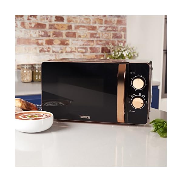 Tower-T24020-Manual-Solo-Microwave-with-6-Power-Levels-30-Minute-Timer-Defrost-Function-800-W-20-liters-Black-and-Rose-Gold Tower T24020 Manual Microwave with 30-Minute Timer and 6 Power Levels, 20L, 800W Black and Rose Gold