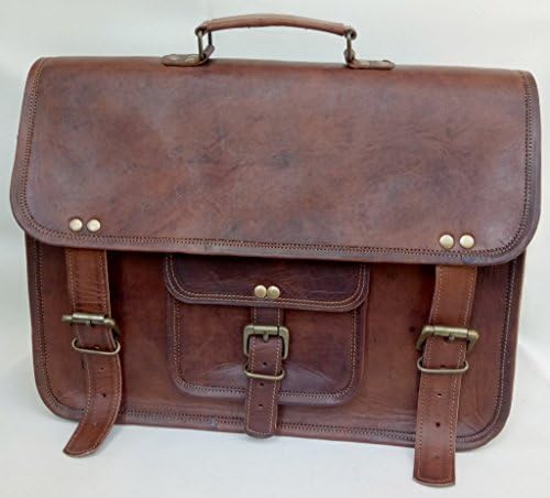 Incredible Antique Arts unisex Leather Messenger Bag Shoulder Laptop Bag Briefcase 15x11x5 Brown with free leather diary
