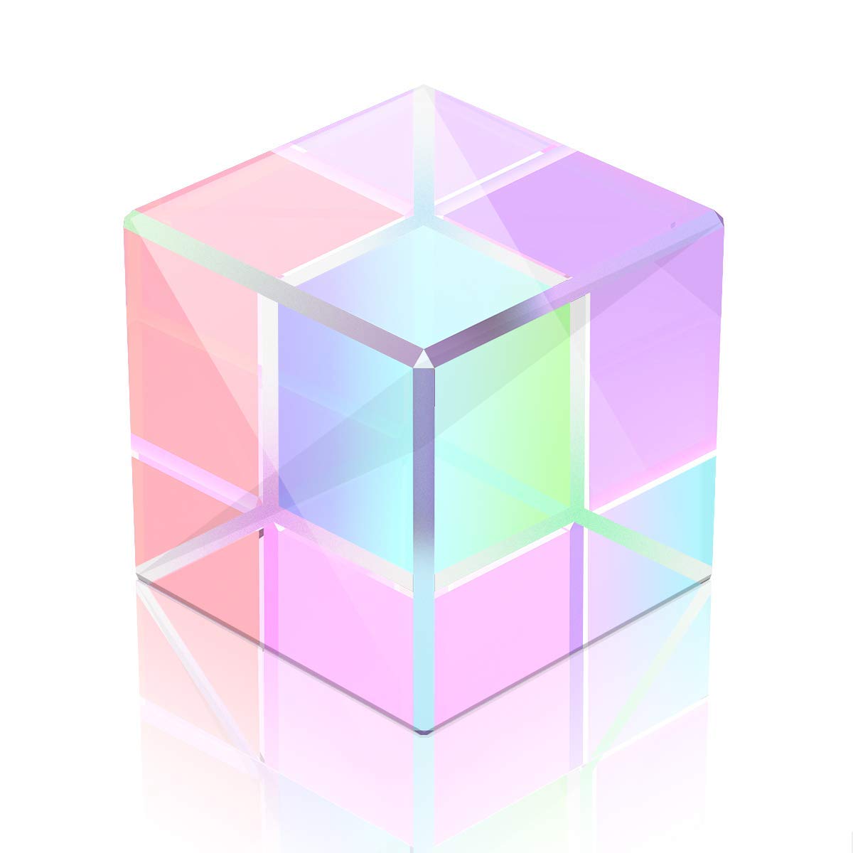 Square Cube Prism,15mm Refractor Crystal Clear Prism Optical Glass Multi-Using for Science Teaching Physical Lessons Window Decoration Light Spectrum Sunlight Reflect Photography