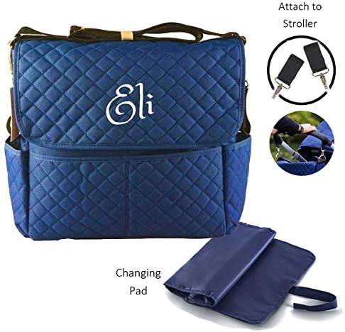 Personalized Quilted Diaper Bag | Baby Tote Bags | Premium 3 in 1 Diaper Bag Set with Changing Pad & Cosmetic Purse - Free Monogram/Name Embroidered | Ideal Gift for Baby Showers (Damask Pink)