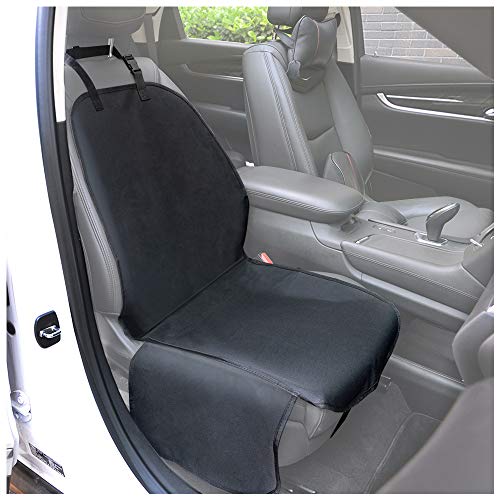 Wellbro Dog Car Front Seat Cover, Waterproof and Nonslip Pet Car Seat Protector with Elastic Straps, Side Flap and Anchor, Scratchproof Seat Mats for Cars, Trucks, Vans, and SUVs (Black) - Thumbnail 7