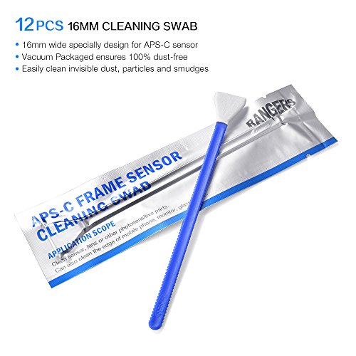 Rangers 12pcs Dry APS-C Sensor Cleaning Swab and 15ml Cleaner Solution for DSLR CCD CMOS Camera, Lens, Glasses. Vacuum Packaging, Lint-free Sterile Fabric