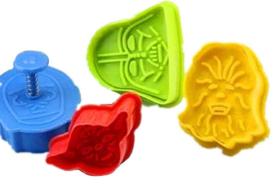 LANYUER Set of 4 Star Wars Cookie Cutters Plungers for Cake Mould Mold Decoration Fondant Bakeware Baking